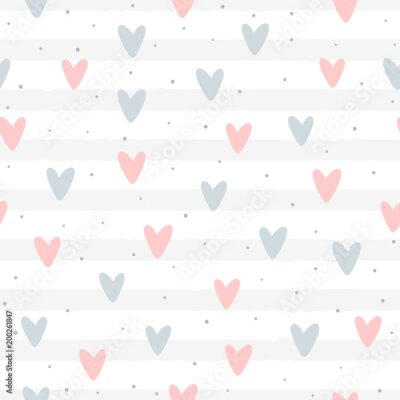 Papier peint à motif  Motif coeur scandi moderne