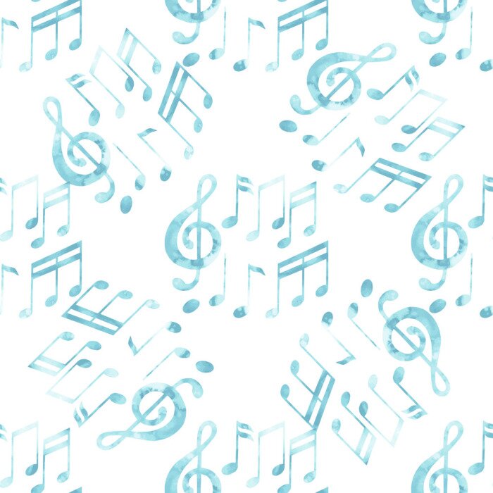 Papier peint à motif  Motif d'notes musicales d'aquarelle