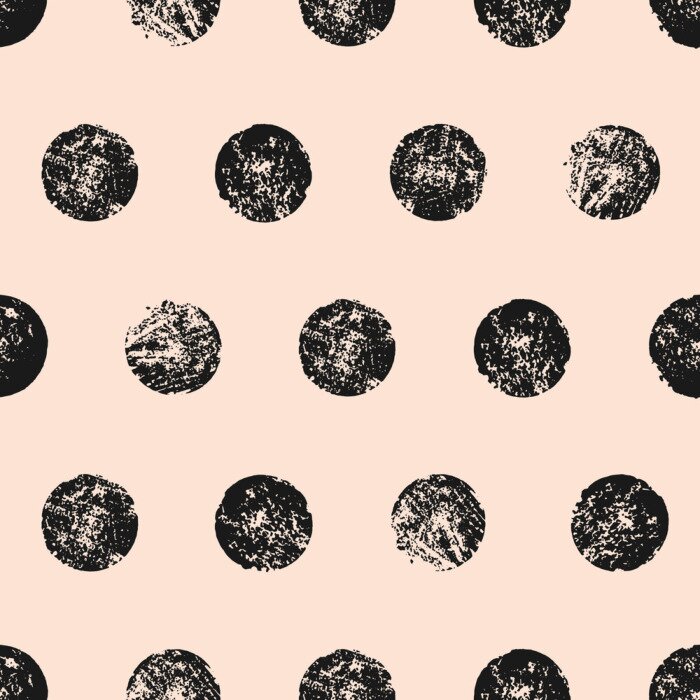Papier peint à motif  Motif de cercles noirs sur fond rose