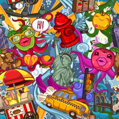 Papier peint à motif  Motif de couleur transparente New York