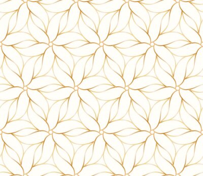 Papier peint à motif  Motif de fleurs dorées sans soudure sur fond blanc