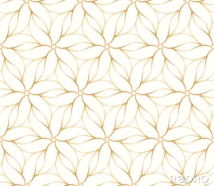 Papier peint à motif  Motif de fleurs dorées sans soudure sur fond blanc