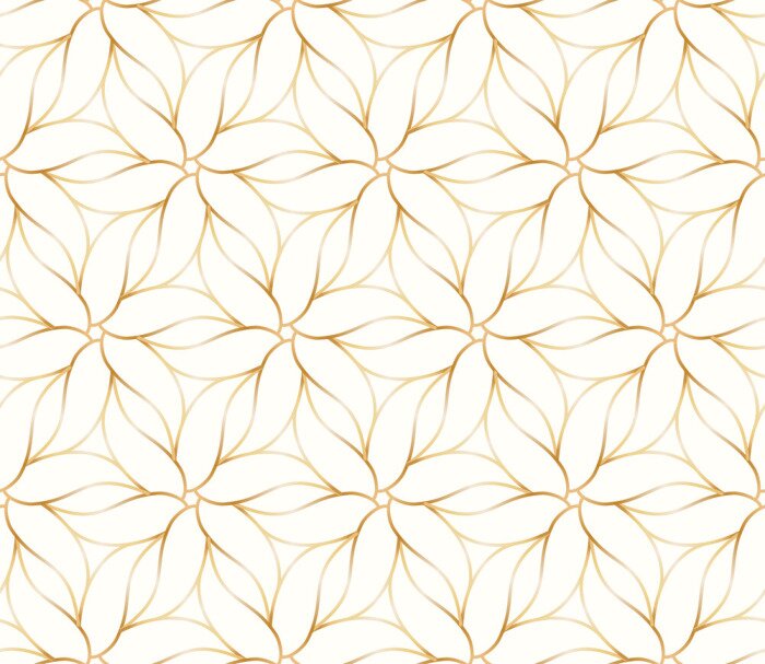 Papier peint à motif  Motif de fleurs dorées sans soudure sur fond blanc