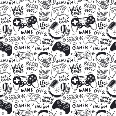 Papier peint à motif  Motif de jeu en noir et blanc