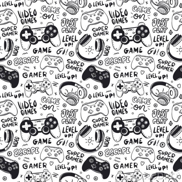 Papier peint à motif  Motif de jeu en noir et blanc