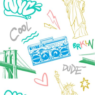 Papier peint à motif  Motif de la ville de New York