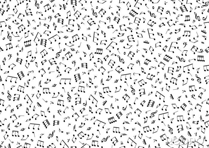 Papier peint à motif  Motif de notes de musique en noir et blanc