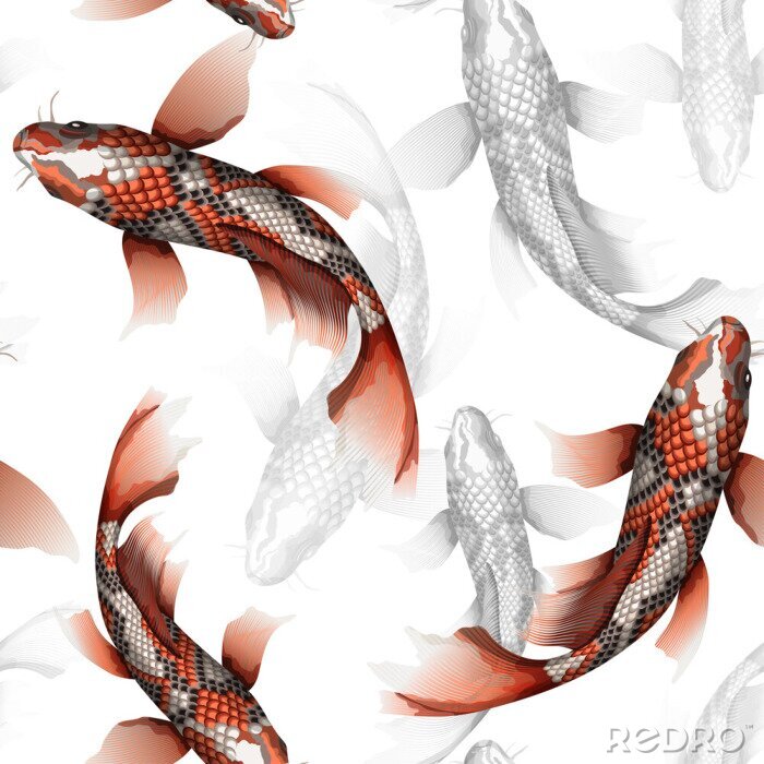 Papier peint à motif  Motif de poisson traditionnel