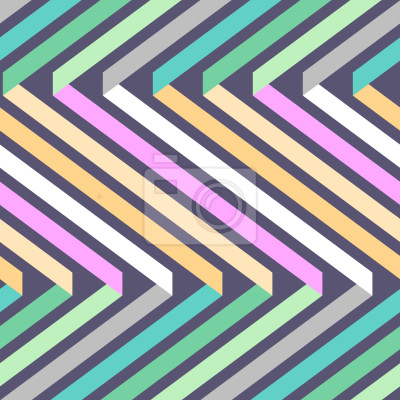 Papier peint à motif  Motif de rayures colorées disposées en zigzag