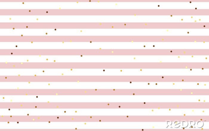 Papier peint à motif  Motif de rayures horizontales blanches et roses et de points