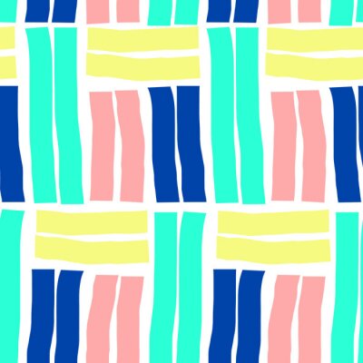 Papier peint à motif  Motif de rayures horizontales et verticales colorées