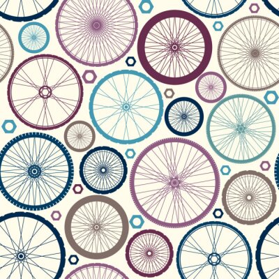 Papier peint à motif  Motif de roues de bicyclette.