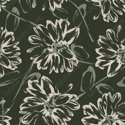 Papier peint à motif  Motif décoratif de brindilles de fleurs