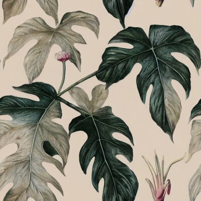 Papier peint à motif  Motif délicat avec des feuilles