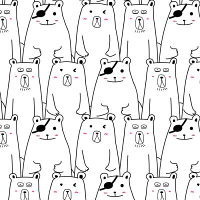 Papier peint à motif  Motif dessiné à vecteur mignon d'ours.