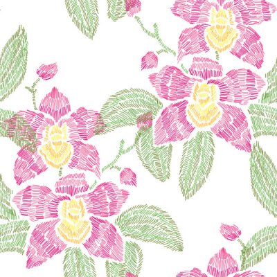 Papier peint à motif  Motif floral à la broderie