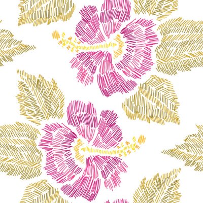 Papier peint à motif  Motif floral à la broderie