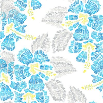 Papier peint à motif  Motif floral à la broderie