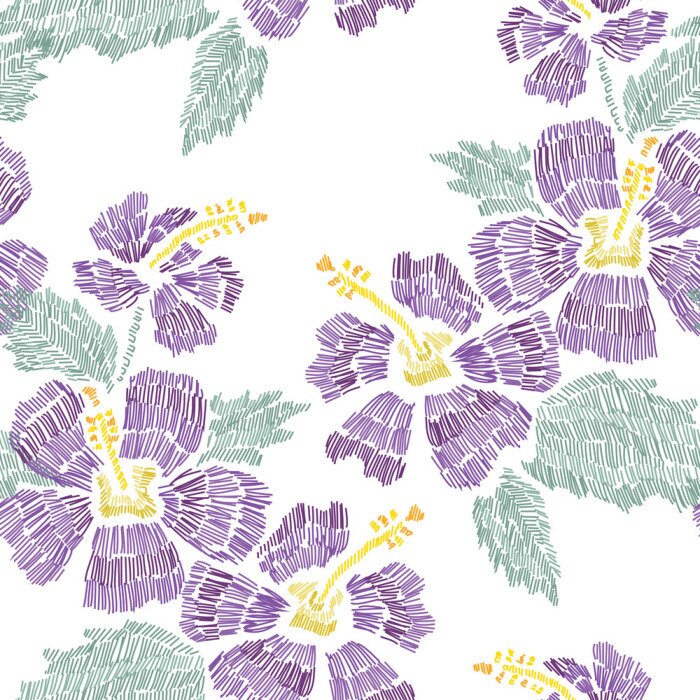 Papier peint à motif  Motif floral à la broderie