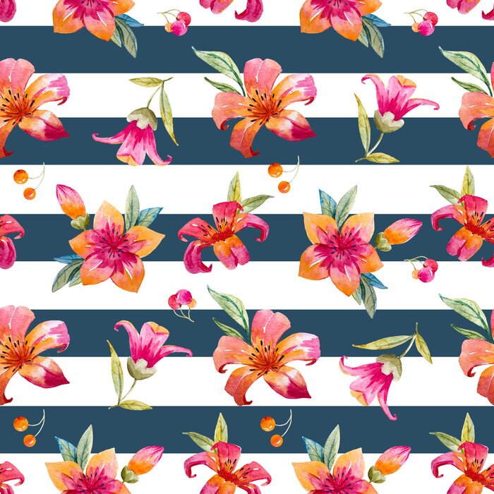 Papier peint à motif  Motif floral aquarelle