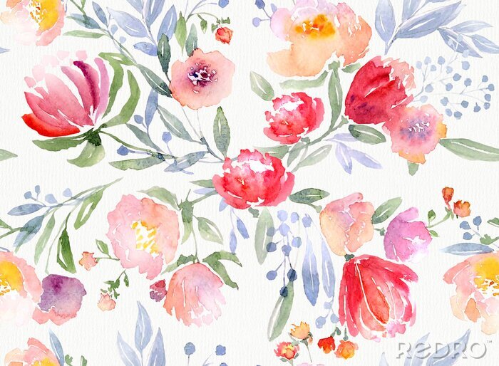 Papier peint à motif  Motif floral d'aquarelle