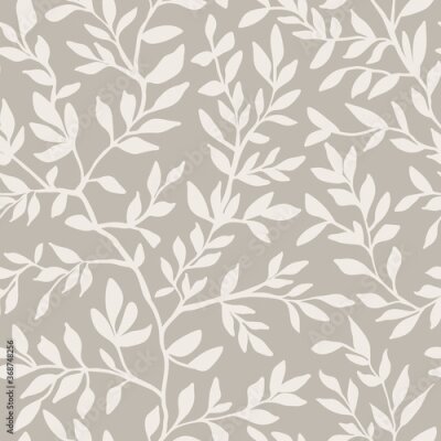Papier peint à motif  Motif floral fleuri beige