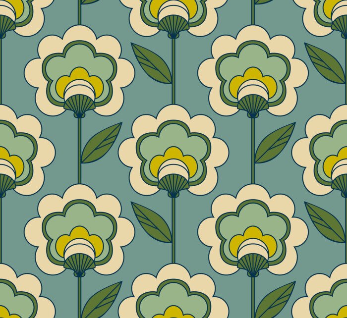 Papier peint à motif  motif floral rétro sans soudure