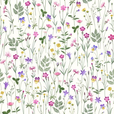 Papier peint à motif  motif floral sans soudure décoratif avec des fleurs de la Prairie