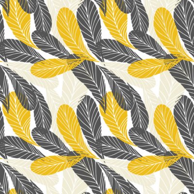 Papier peint à motif  Motif floral transparent avec des feuilles tropicales.