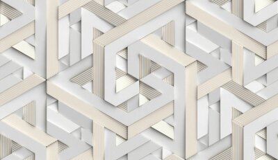 Papier peint à motif  Motif géométrique blanc en 3D