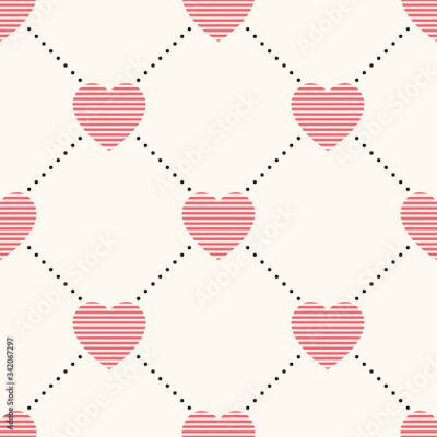 Papier peint à motif  Motif géométrique classique avec des coeurs
