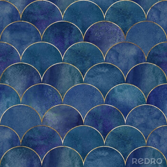 Papier peint à motif  Motif géométrique de vagues bleues