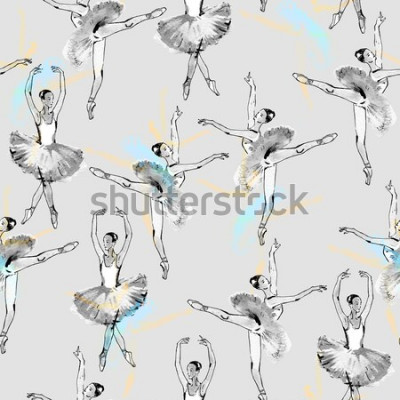 Papier peint à motif  Motif girly avec des ballerines