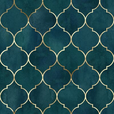 Papier peint à motif  Motif marocain bleu marine