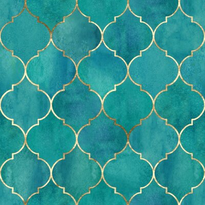 Papier peint à motif  Motif marocain dans des tons bleus