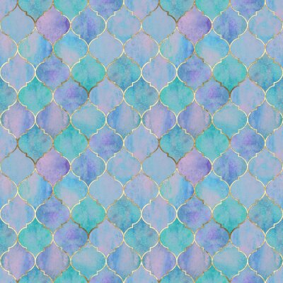 Papier peint à motif  Motif marocain turquoise et violet
