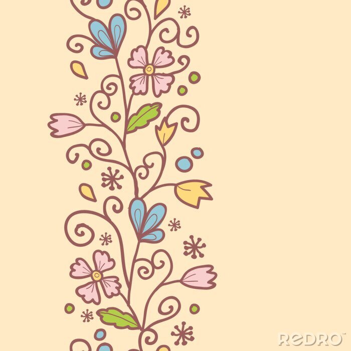 Papier peint à motif  Motif minimaliste avec des fleurs