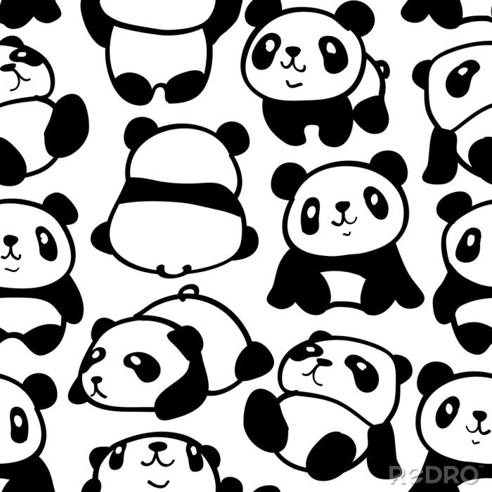Papier peint à motif  Motif minimaliste avec des pandas