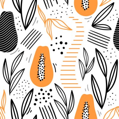 Papier peint à motif  Motif minimaliste de papaye