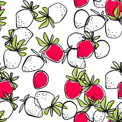 Papier peint à motif  Motif moderne avec des fraises colorées
