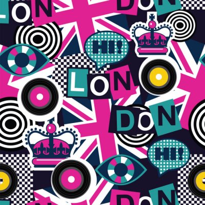 Papier peint à motif  Motif musical sans faille de musique pop de londres