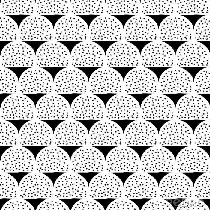Papier peint à motif  Motif noir et blanc avec des points et des triangles