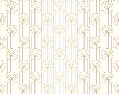 Papier peint à motif  Motif oriental abstrait en couleur imitation or