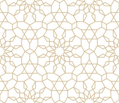 Papier peint à motif  Motif oriental arabe en imitation couleur or
