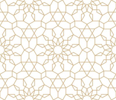 Papier peint à motif  Motif oriental arabe en imitation couleur or