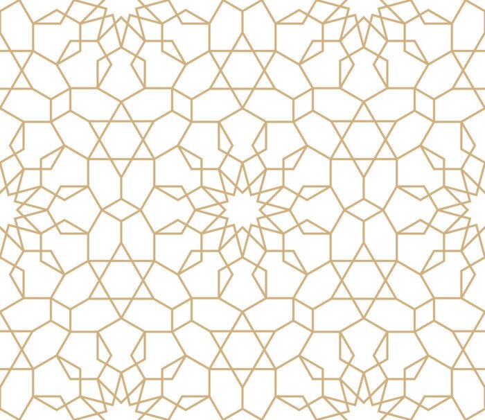 Papier peint à motif  Motif oriental arabe en imitation couleur or