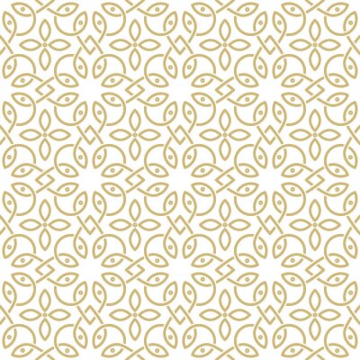 Papier peint à motif  Motif oriental dans les tons d'imitation or