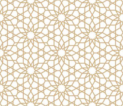 Papier peint à motif  Motif oriental en or sans soudure. Fond islamique. Texture linéaire arabe. Illustration vectorielle