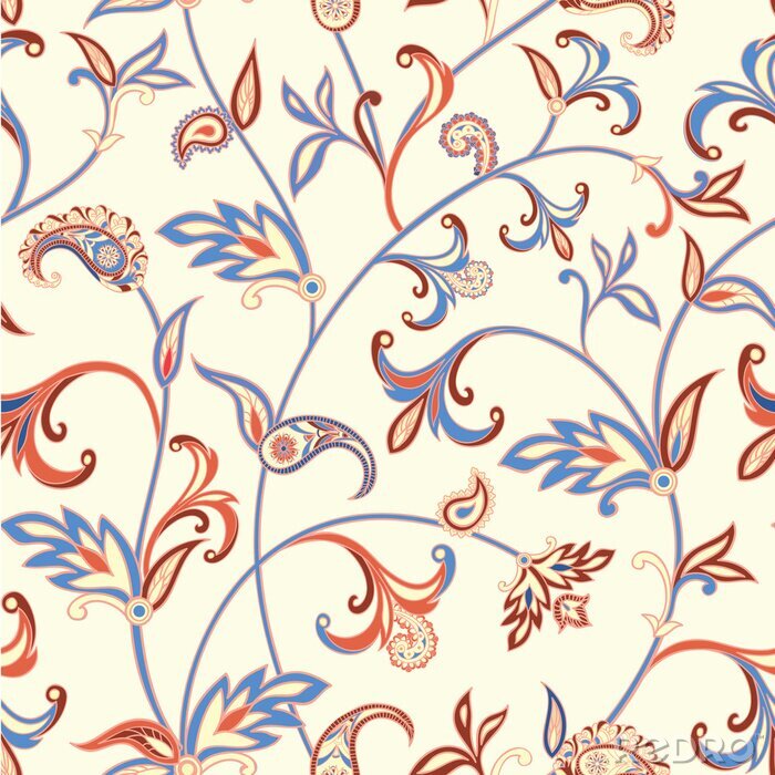 Papier peint à motif  Motif oriental style floral