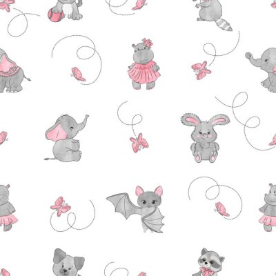 Papier peint à motif  Motif pour filles avec des chauves-souris